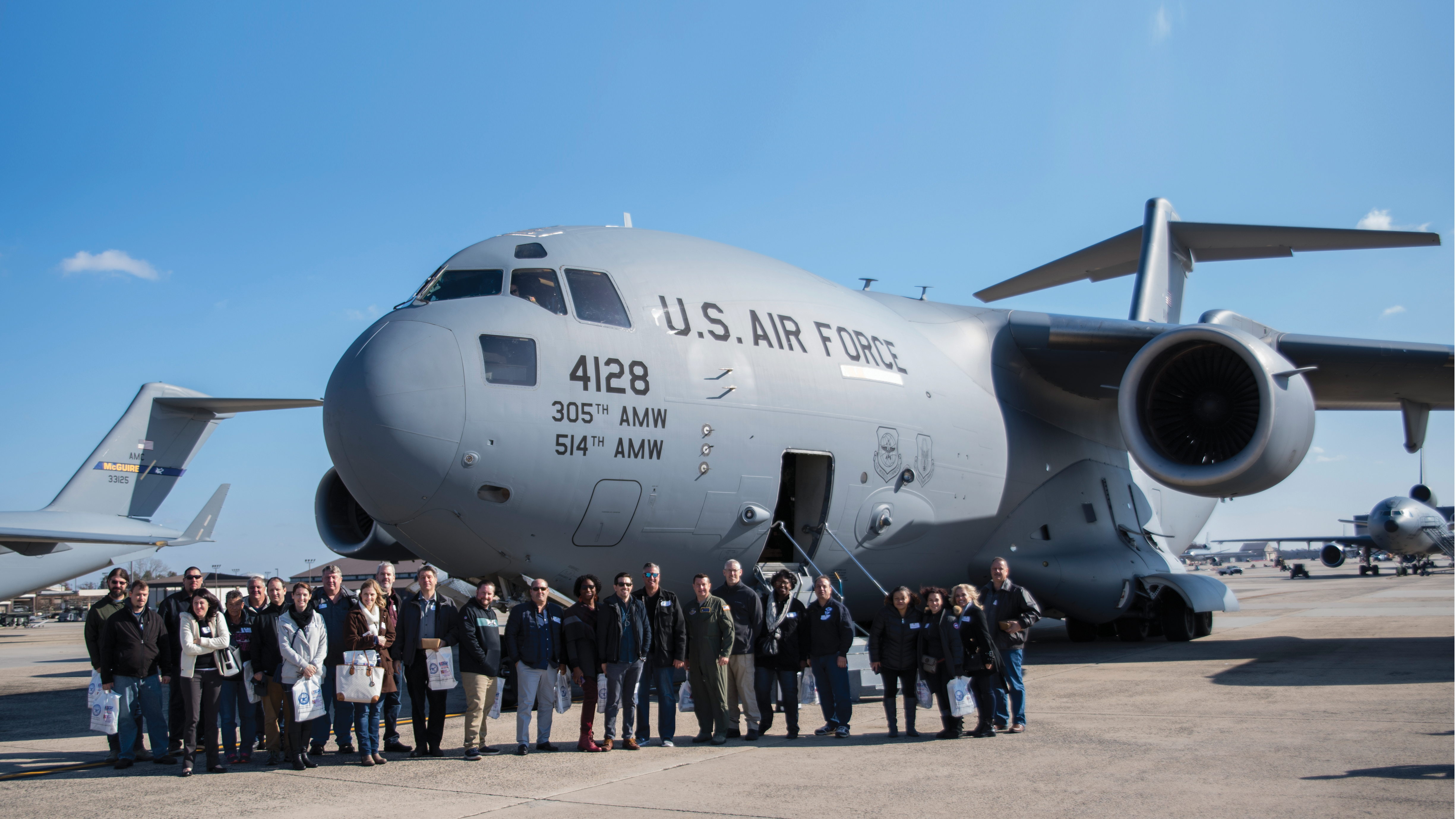 Group photo of anesthesia students and professors with Jedd Dillman and U.S. Air Force