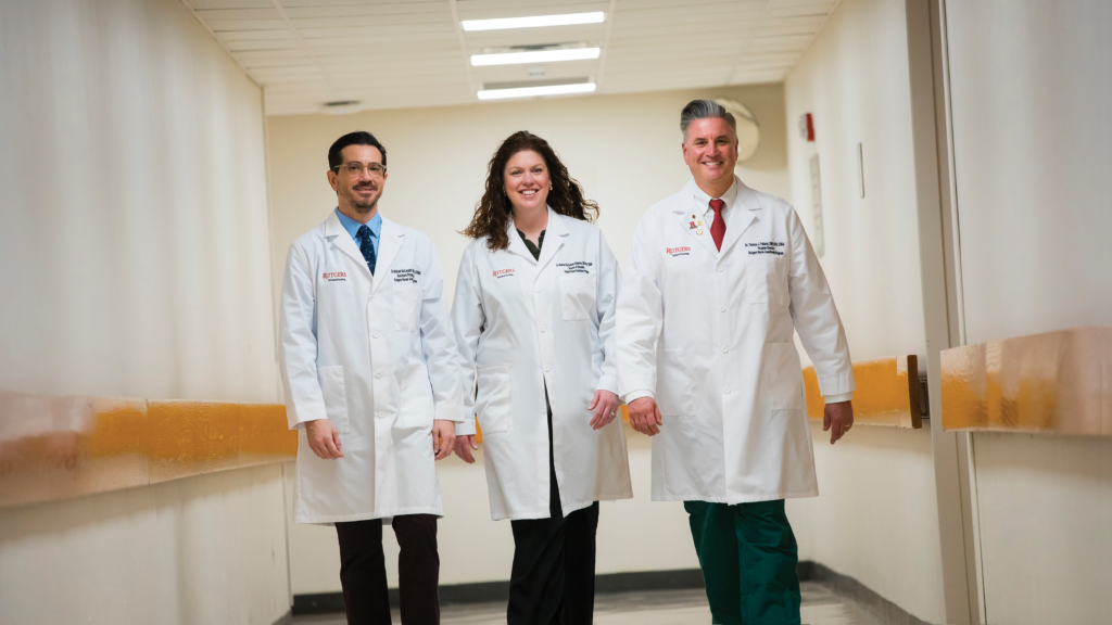 Nurse anesthesia program faculty administrators Michael McLaughlin, assistant program director; Maureen Anderson, simulation director; and Thomas Pallaria, program director.