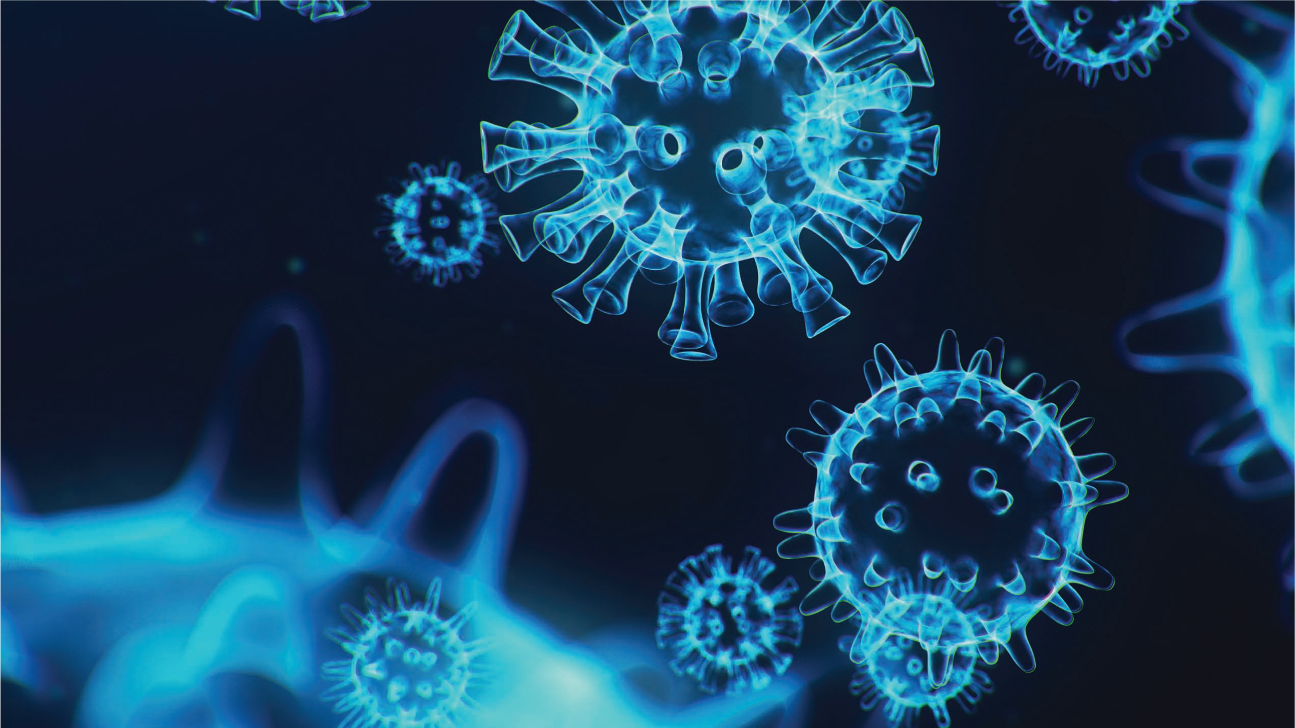 Blue graphic of viruses microbes