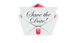 Invite in an envelope reading "Save the date"